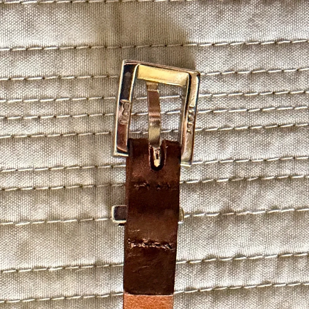 Vintage Italy Women's Brown Leather Slim Concho Belt Floral Studded Western Boho
